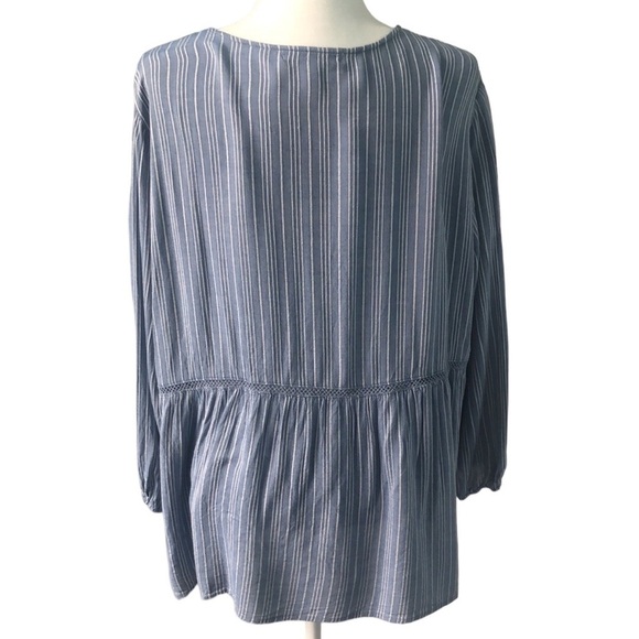 Fever Blue & White Striped Pleasant Plus Size Blouse, Blue Whistler's XXL - Picture 5 of 14